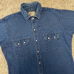 Vintage DC Brand Denim Pearl Snap Shirt Western Cowboy Rodeo Men NO SIZE TAG